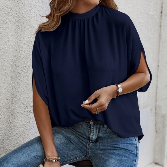 Classic Batwing Sleeve Loose Fit Blouse - Picture 13 of 16